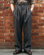 Vintage Charcoal Gray High©\Waist Pleated Wide©\Leg Trousers