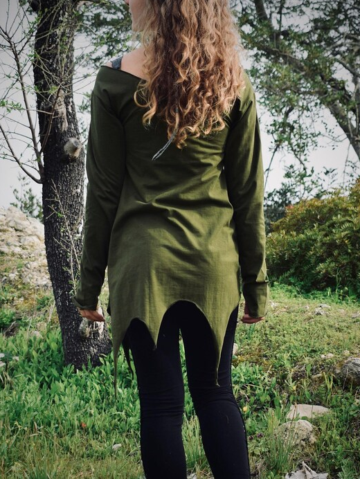 Long Sleeve Pixie Pointy Top - Cotton Boho Festival Top