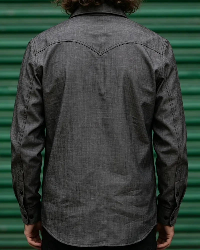 Vintage Dark Gray Textured Long-sleeved Cargo Shirt