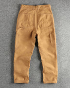 Vintage Olive Green Double Knee Carpenter Workwear Straight Leg Canvas Pants