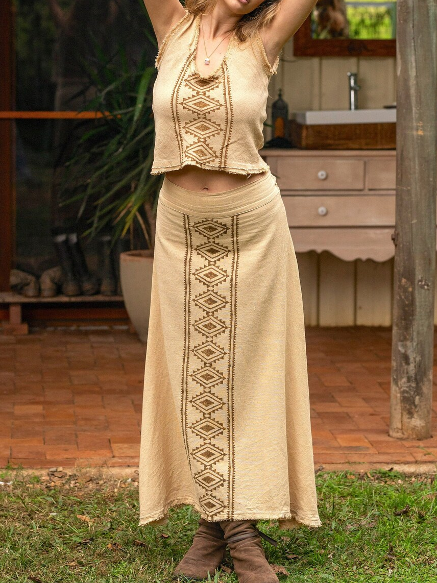 Tribal Long Skirt, Ethnic Clothing, A Line Skirt, Block Print Skirt, Earthy Clothing