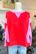 Color Block Sweatshirt-Red