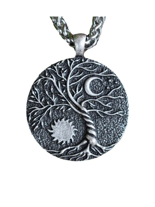 Tree of Life Sun and Moon Delicate Pendant Necklace