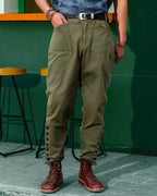 Vintage Army©\Green Side©\Button©\Cuff Military©\Field Tapered Trousers