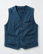 Vintage Blue Striped Denim Vest