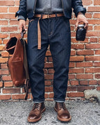 Vintage Deep©\Indigo Denim Stripe Tapered Trousers