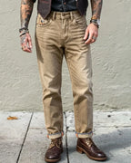 Vintage Khaki Straight©\Leg Workwear Denim Trousers
