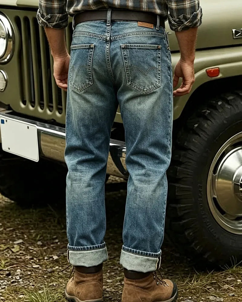 Vintage Light Blue Washed Straight Leg Jeans