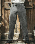 Vintage Gray Herringbone High Waist Wide©\Leg Trousers