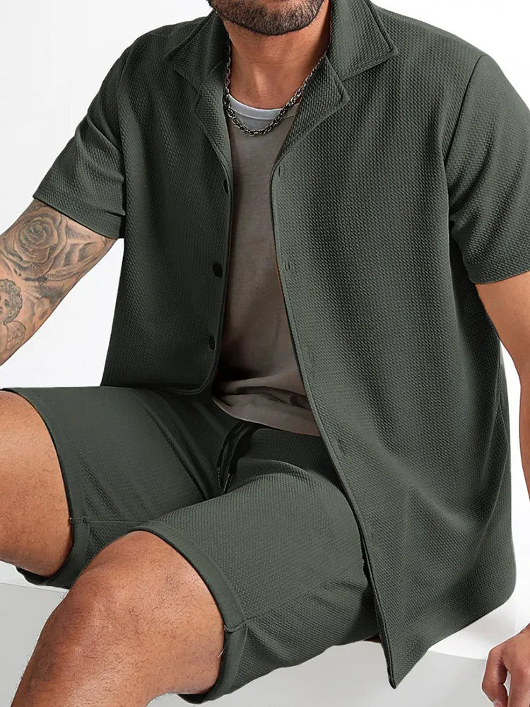 Simple Loose Fit Textured 2-Piece Set