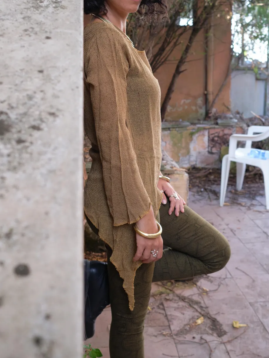 Ethnic Bohemian Raw Cotton Shirt - Longsleeve Ethnic Blousa