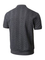 Men's Cable Knit Short Sleeve Polo Shirt