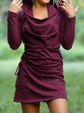 Pixie Hood Long Sleeve Dress, Festival Psytrance Elven Hippie Style