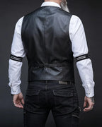 Vintage Black Leather Biker Vest