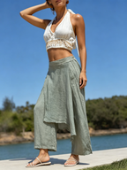 Faux Two-Piece Wrap Wide Leg Skirt Pants