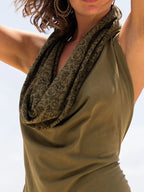 Olive Green Cowl Neck Hooded Dress ¨C Bohemian Fairy Gown with Elven Pixie Style