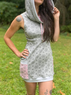 Organic Cotton Grey Cowl Hooded Dress with Pockets