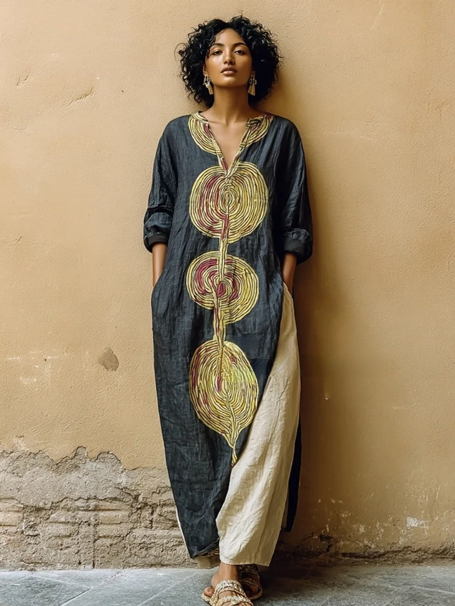 Women's spring/summer cotton and linen casual suit for vacation.