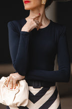 Women's Elegant Knit Top or Tiered-Hem Stripe Long Skirt