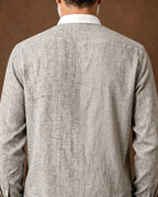 Vintage Asymmetrical Spliced Stripe Stand Collar Long Sleeve Shirt
