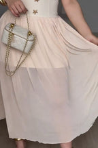Women's Casual Vacation Halter V-Neck Mesh Hem Maxi Dress