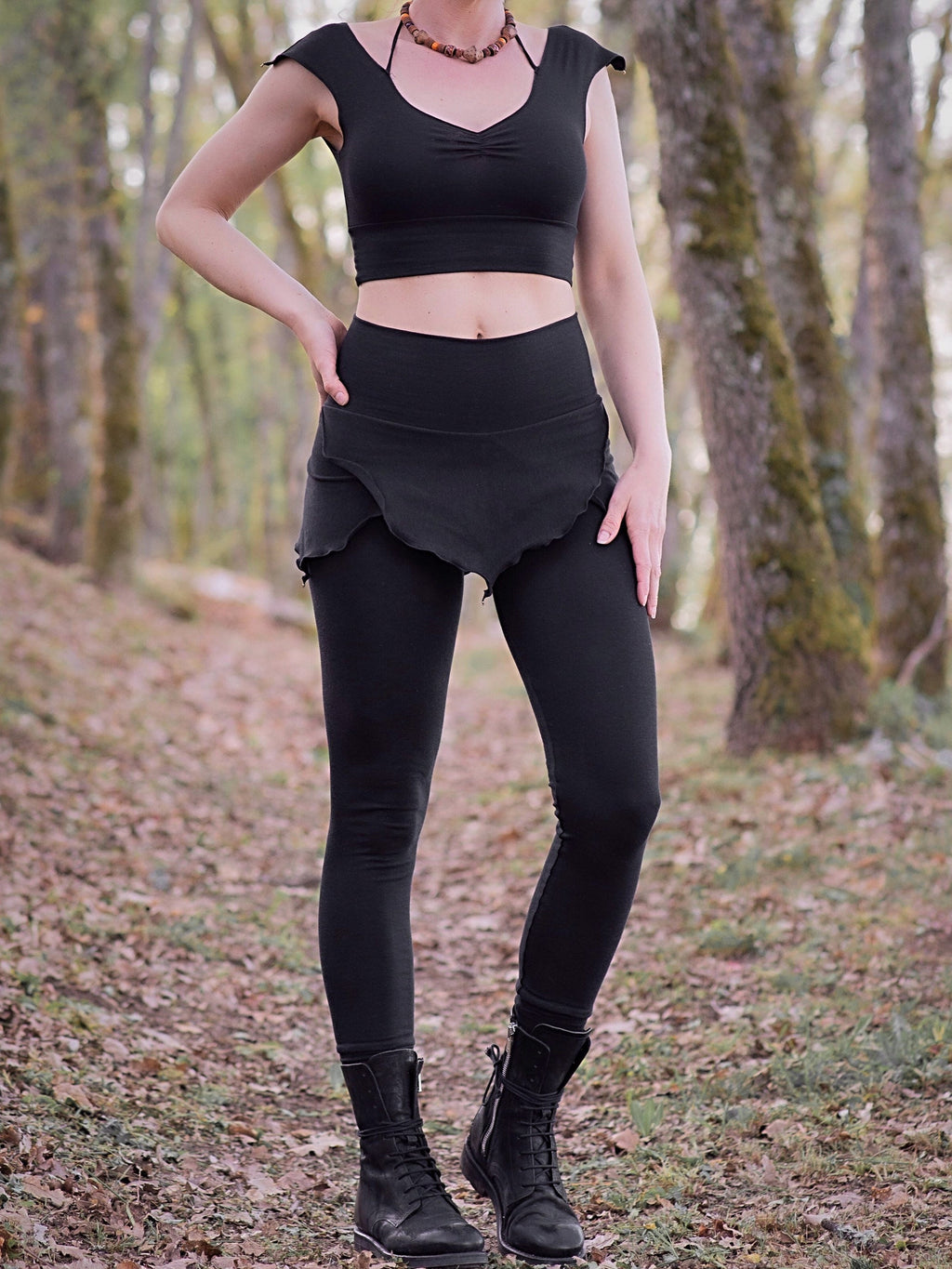 Hand Dyed Bamboo Leggings: Cotton Fleece Pixie Yoga Pants