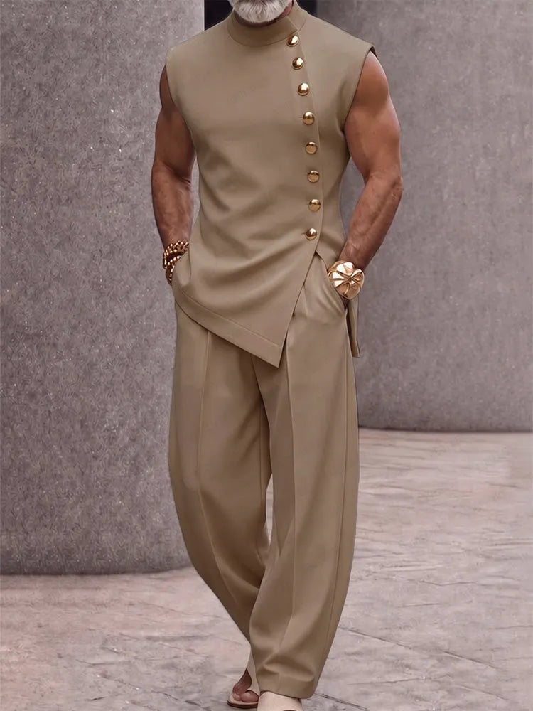 Modern Tailoring Refined Button Design Matching Set