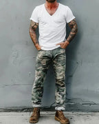 Retro Camouflage Slim-fit Multi-pocket Cargo Pants