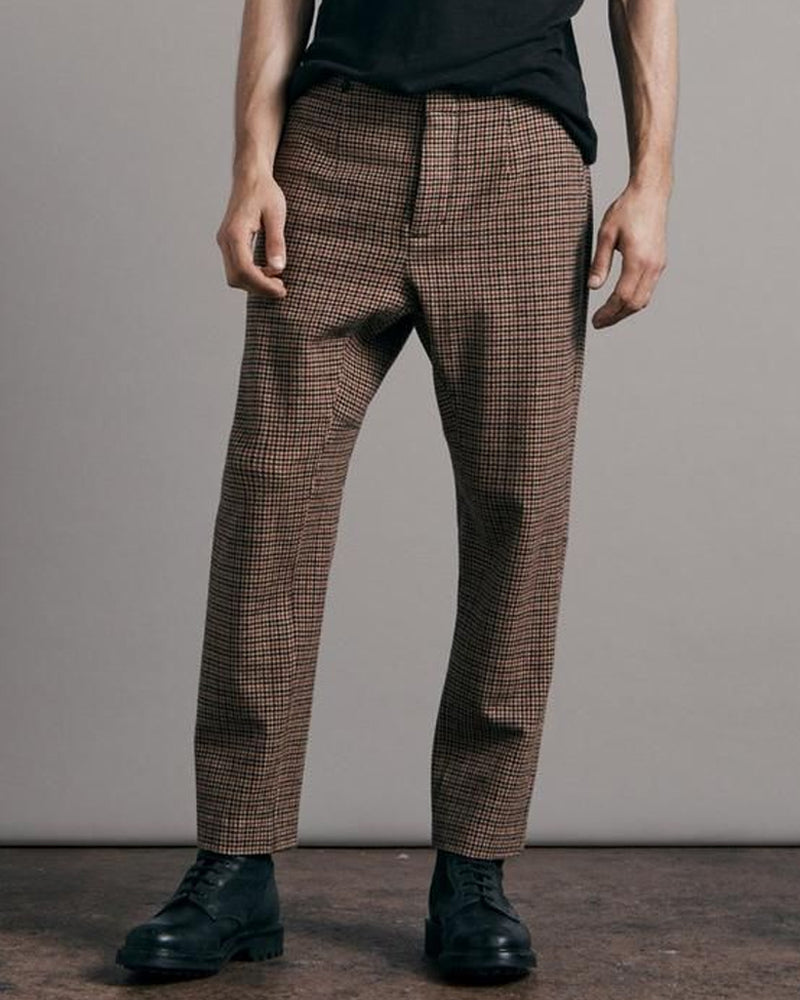 Vintage Houndstooth Check Pleated Trousers