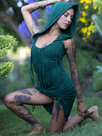 Fringe Hooded Dress Festival Outfit Sexy Assassins Costume Bondage Creed Renaissance Cosplay