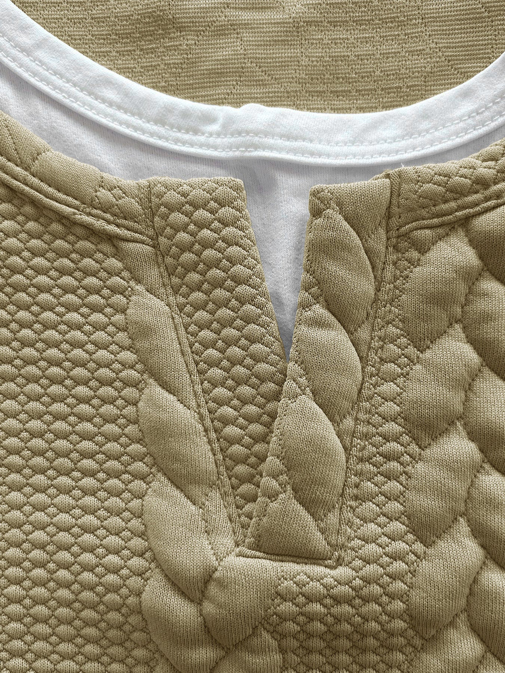 Cable Knit Faux Two-Piece Short Sleeve T-Shirt