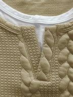 Cable Knit Faux Two-Piece Short Sleeve T-Shirt