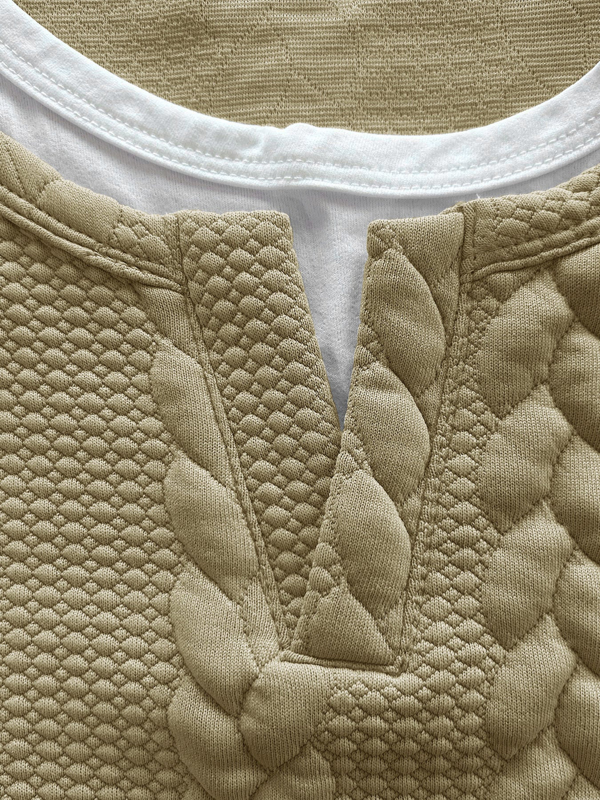Cable Knit Faux Two-Piece Short Sleeve T-Shirt
