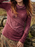 Asymmetric Seam Cowl Neck Top, Earthy Bohemian Sweater