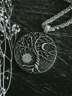 Tree of Life Sun and Moon Delicate Pendant Necklace