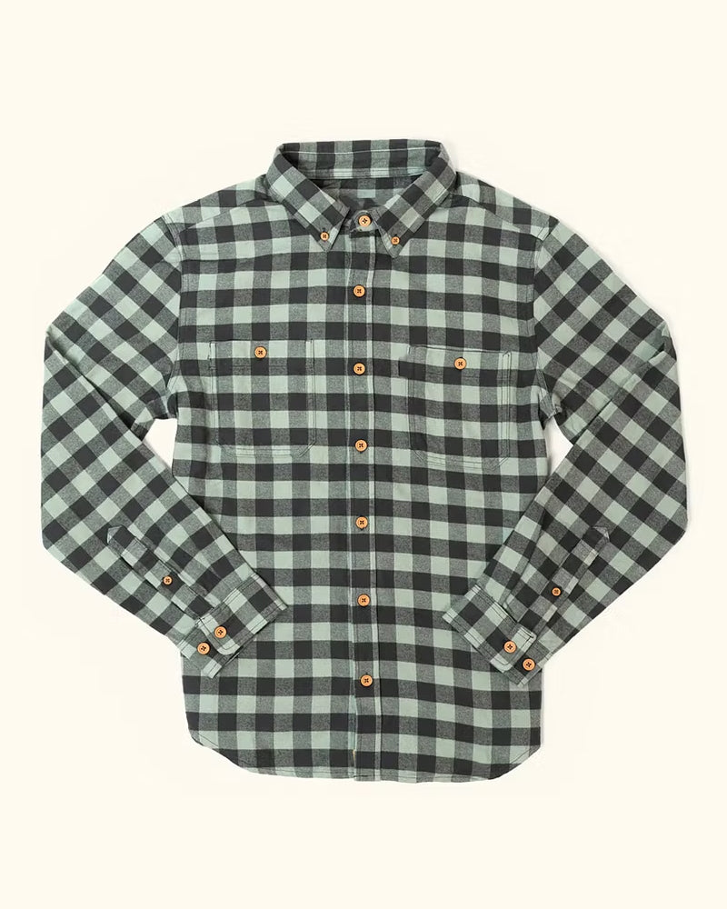 Vintage Black And White Checkered Long-sleeved Shirt