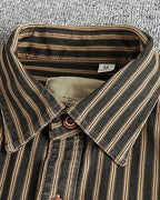 Retro Vertical Stripe Workwear Long-sleeve Shirt
