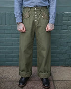 Vintage Army Green High©\Rise Wide©\Leg  Field Trousers