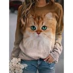 Puppy Print Women's Long Sleeve T-shirt Casual Cotton Street Clothing