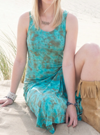 Tie Dye Rayon Summer Beach Maxi Halter Dress with Side Slits