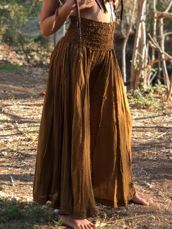 Cotton Wide Leg Pants ¨C Smocked Waist Boho Palazzo Pants
