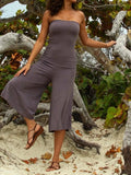 Bandeau Waist-Cinching Wide Leg Cropped Jumpsuit