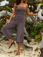 Bandeau Waist-Cinching Wide Leg Cropped Jumpsuit