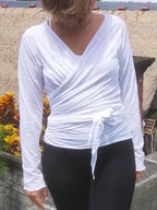 Cotton Slub Wrap Top, Ballet Inspired Tie around Top