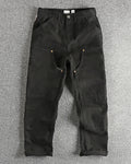 Vintage Olive Green Double Knee Carpenter Workwear Straight Leg Canvas Pants
