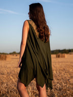 Sleeveless Boho Tunic With Lace Back ¨C Flowy Summer Tunic Dress