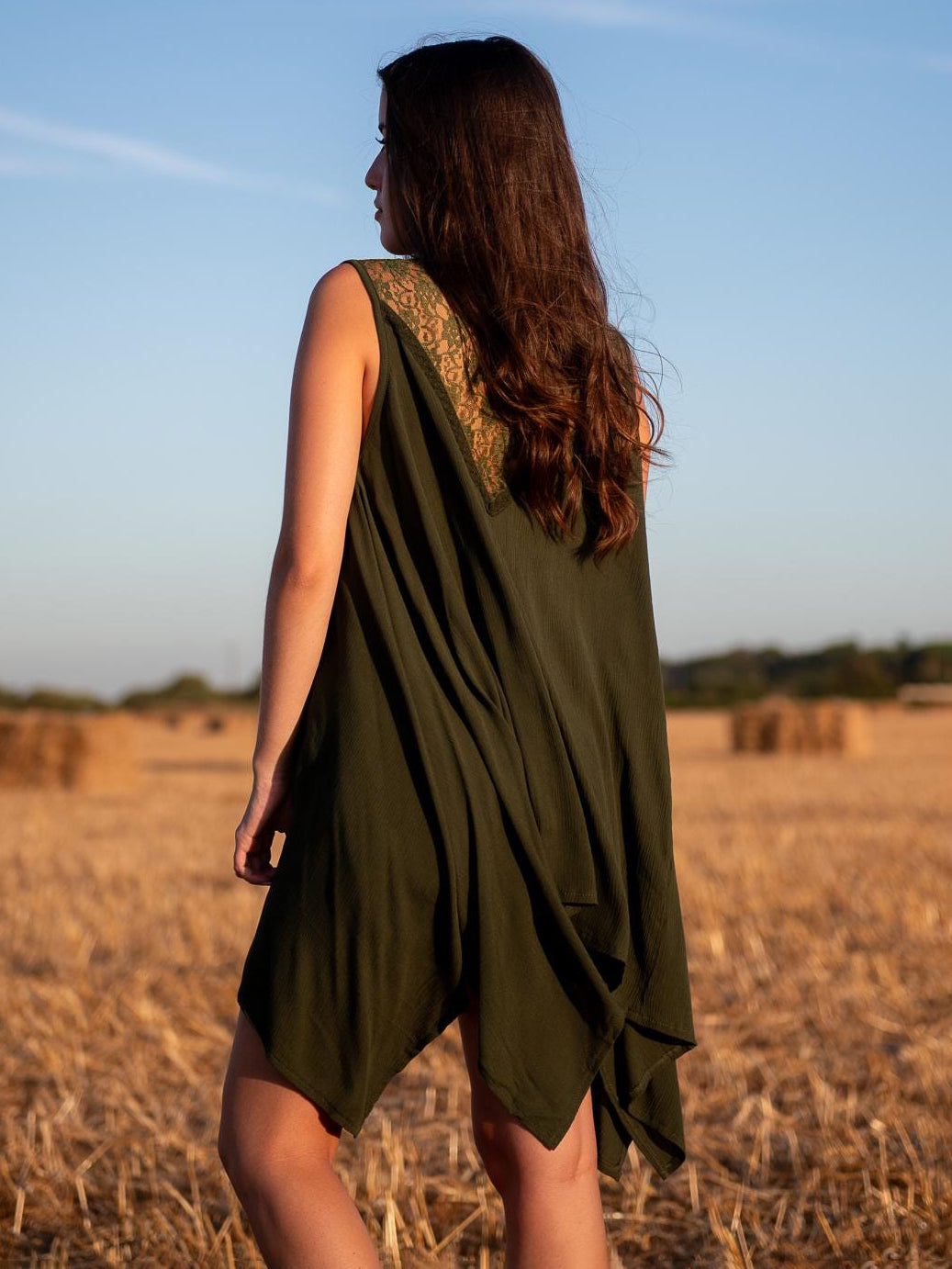 Sleeveless Boho Tunic With Lace Back ¨C Flowy Summer Tunic Dress