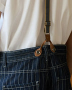 Vintage Indigo Striped Multi-pocket Cargo Pants