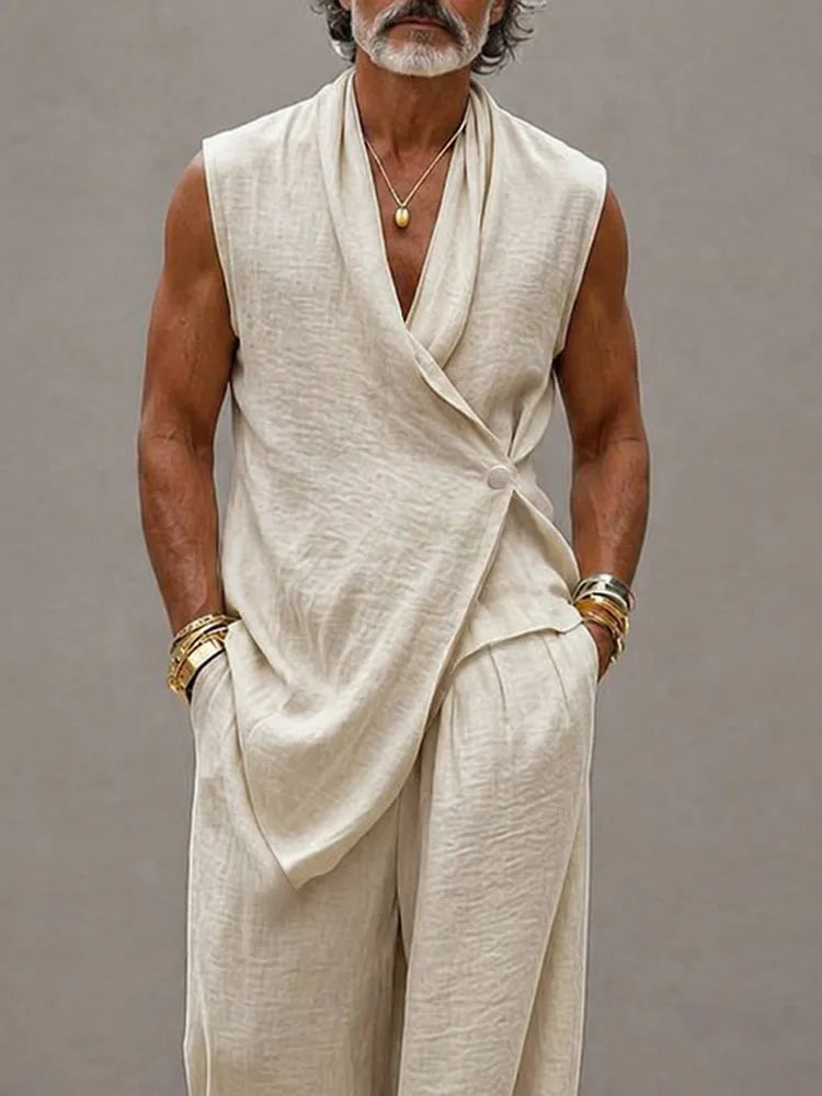 Minimalist Loose 100% Cotton Tank Top Pants Set