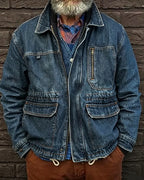 Vintage Washed Multi©\Pocket Field Utility Denim Jacket
